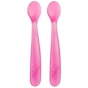 Chicco Cucchiaio in Morbido Silicone 6M+ per Svezzamento Colore Rosa, 2 Pezzi