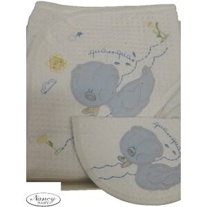 TENERI BEBE' 2pz Accappatoio+bavetta Nancy Baby Art 447 Colore A Scelta Misura Unica BIANCO-ARGENTO UNICA