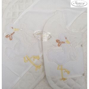 NANCY BABY Set Accappatoio+bavetta Art 1906 Colore A Scelta Misura Unica BIANCO-PANNA UNICA