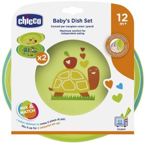 Chicco Piatto Fondo E Piano Verde 12 Mesi+ - Ideale per i Pasti del Tuo Bambino