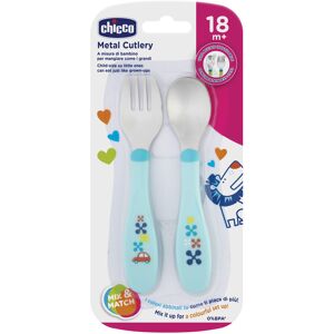 chicco posate inox 18m+ azzurro/verde