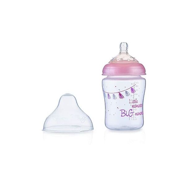 nuby-new valmar nuby biberon little moments blue con tettarella in siliconemedicale flusso lento