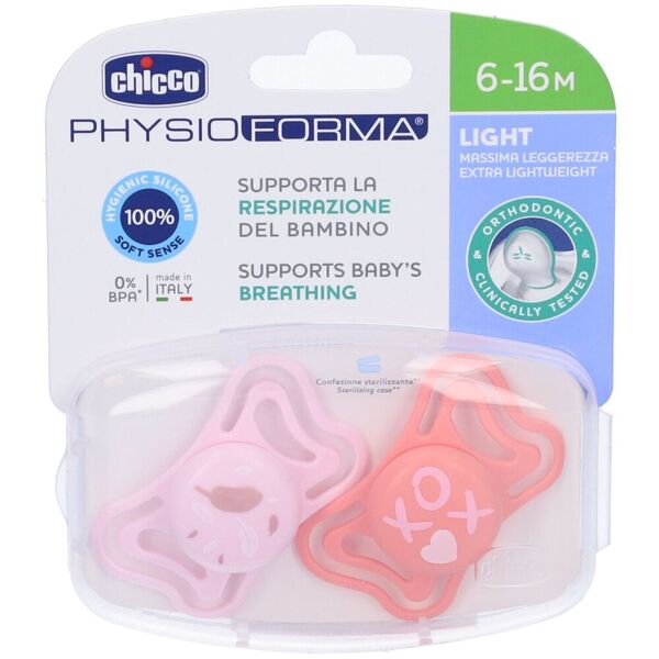 chicco succhietto light girl silicone 6-16 mesi 2 pezzi