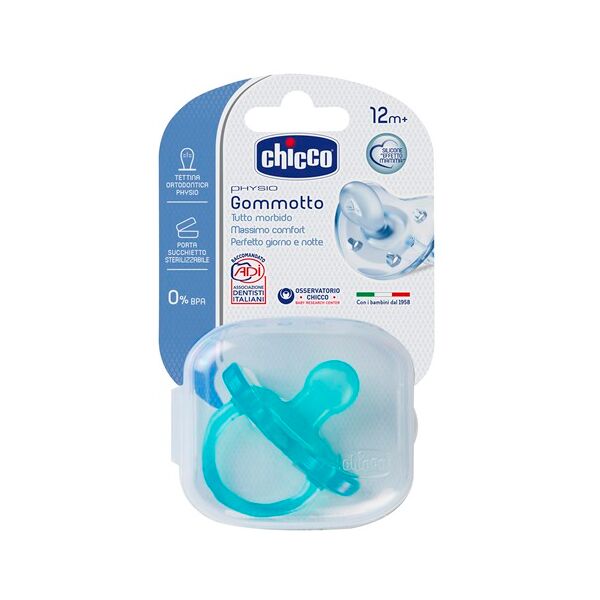 chicco physio soft gommotto ciuccio blu in silicone +12 mesi