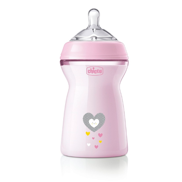 chicco biberon natural feel pp 6 mesi+ 330 ml rosa