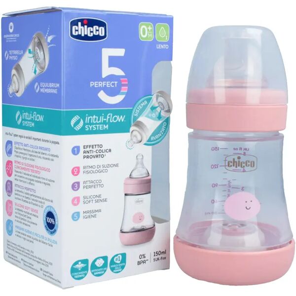 chicco biberon perfect 5 girl +0 m in silicone flusso lento 150 ml