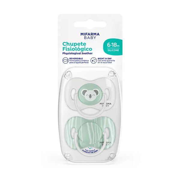 mifarma baby giorno & notte ciuccio silicone 6-18 mesi 2 unità