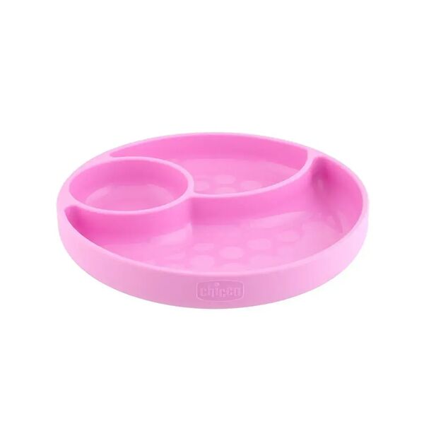 chicco piatto silicone a scomparti con ventosa rosa 1 pezzo