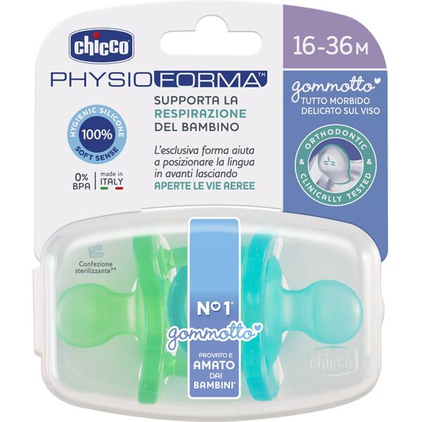 chicco physioforma gommotto silicone bimbo 16-36 mesi 2 pezzi