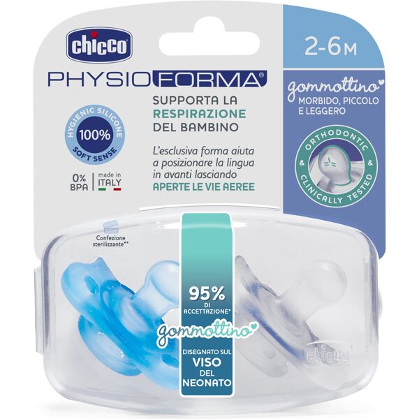 chicco gommottino physioforma boy in silicone per bambino 2-6 mesi 2 pezzi