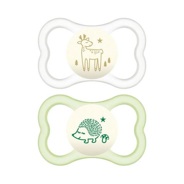 mam air night 6+ mesi silicone 1 succhietto bianco + 1 succhietto verde