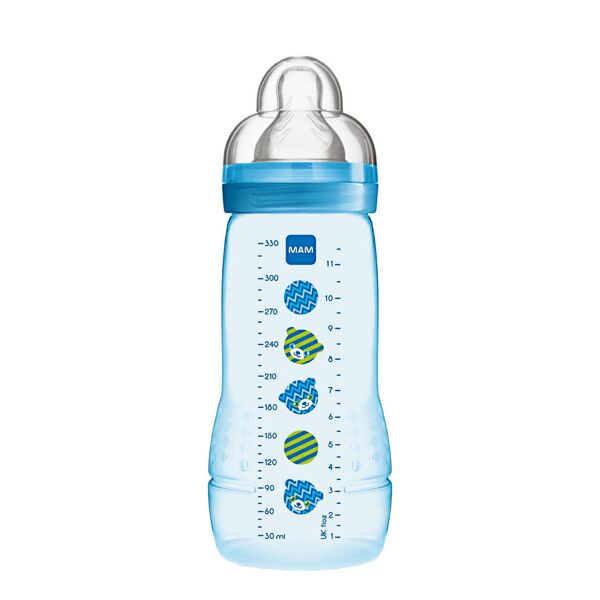mam easy active baby bottle biberon 4+ mesi silicone capienza: 330 ml azzurro