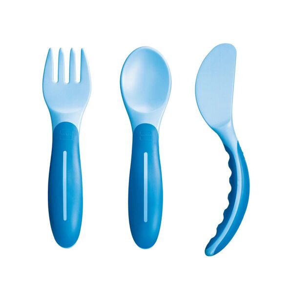 mam baby's cutlery 6+ mesi 1 set posate morbide azzurre