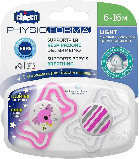 Chicco Succhietto Light Luminoso Silicone 6-16 Mesi 2 Pezzi