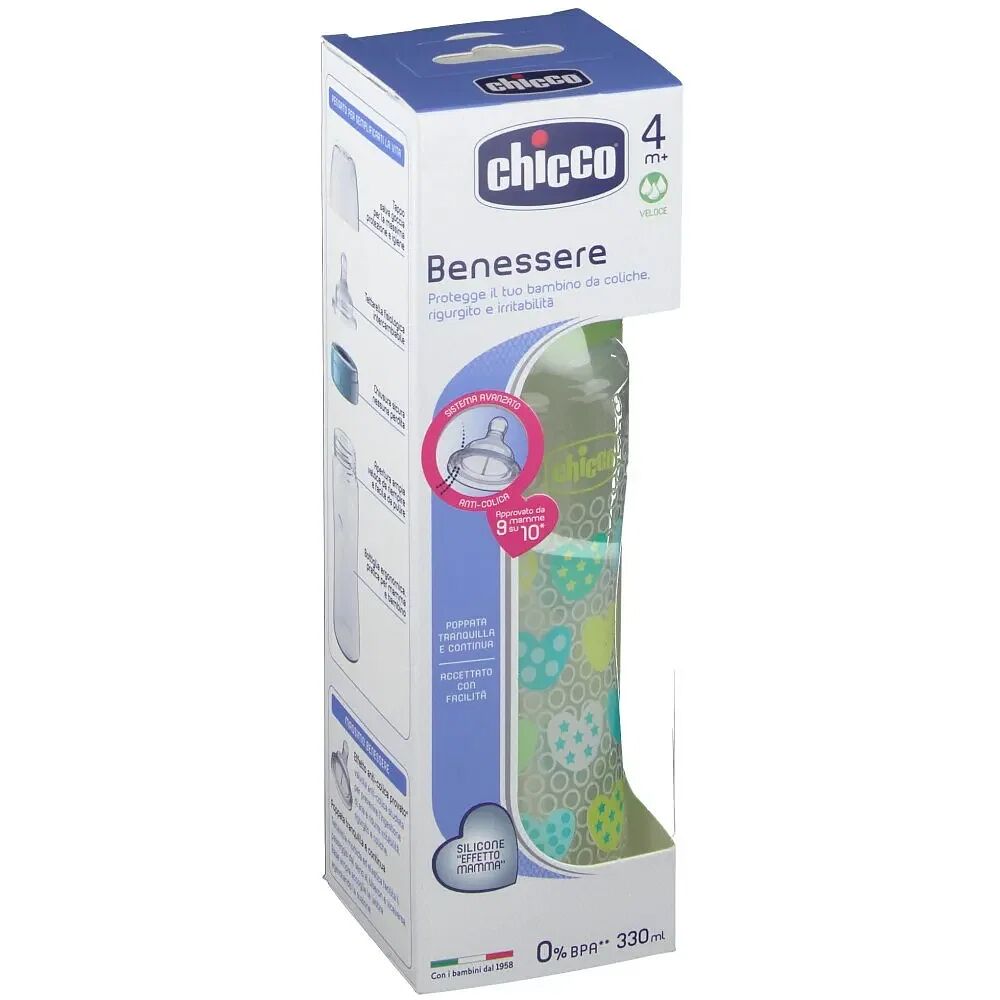 Chicco Biberon Well Being In Polipropilene Unisex Da 330 Mlfast Silicone Ita