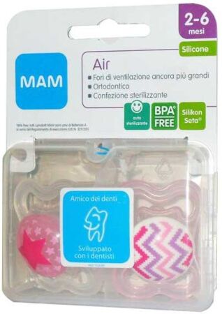 Bamed Baby Italia S.R.L. Mam Air Succhietto 2-6 Mesi Silicone Confezione Doppia