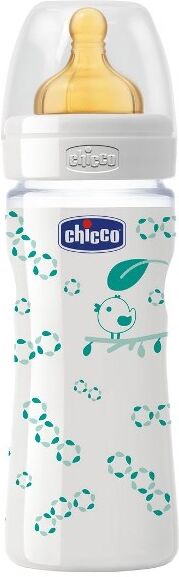 Chicco Biberon Well Being In Vetro Decorato Unisex Da 240 Ml Normal Lattice