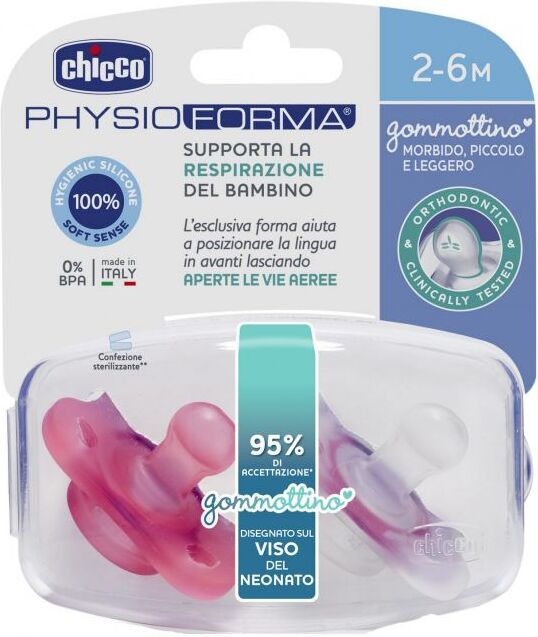 Chicco Gommottino Physioforma Rosa Silicone 2-6 Mesi 2 Pezzi