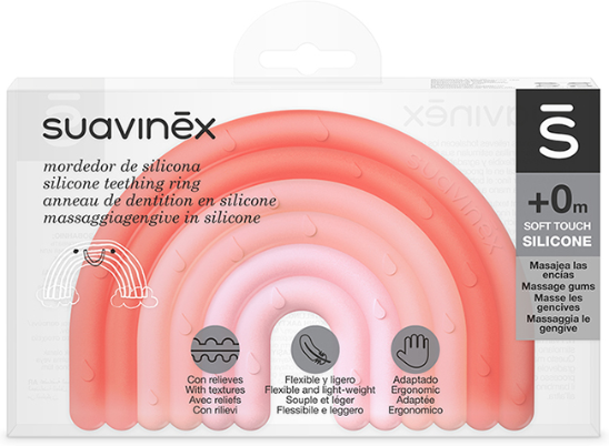 Suavinex Anello Dentizione Step 1 +0 Mesi Arcobaleno Rosa