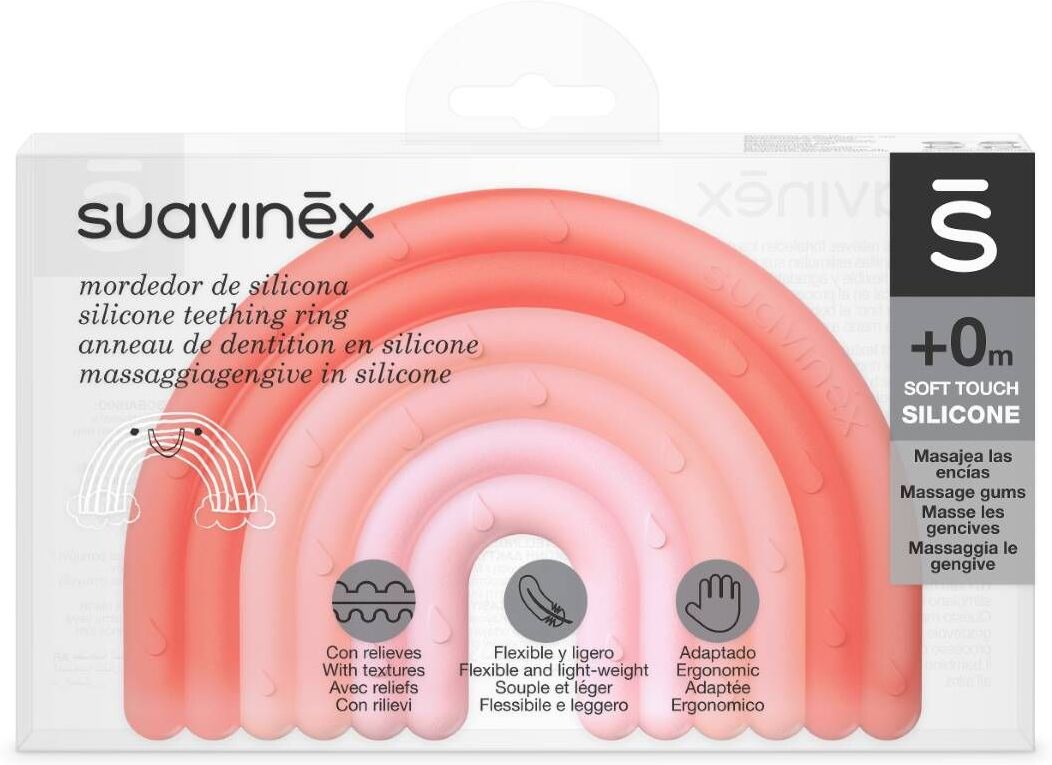 Suavinex Anello Dentizione Silicone +0 Mesi Arcobaleno Rosa 1 Pezzo