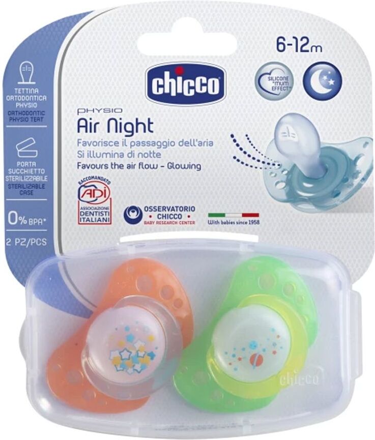 Chicco Succhietto Air Lumi Silicone 6-16 Mesi 2 Pezzi