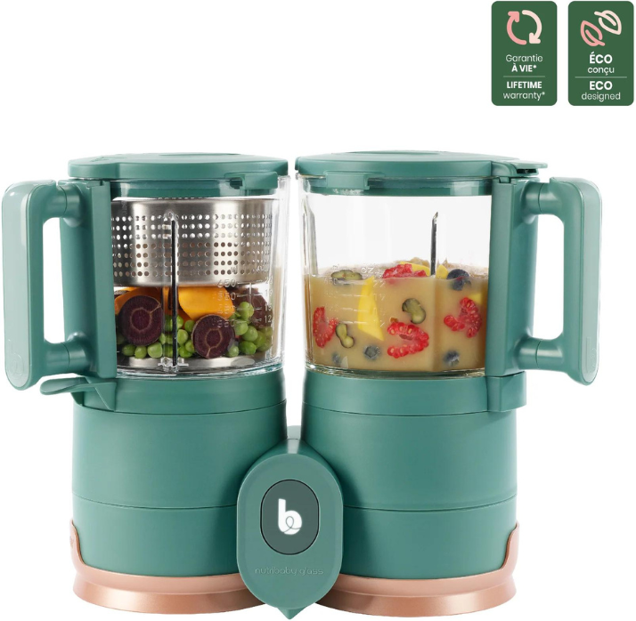 babymoov nutribaby glass green forest - cuocipappa multifunzione in vetro