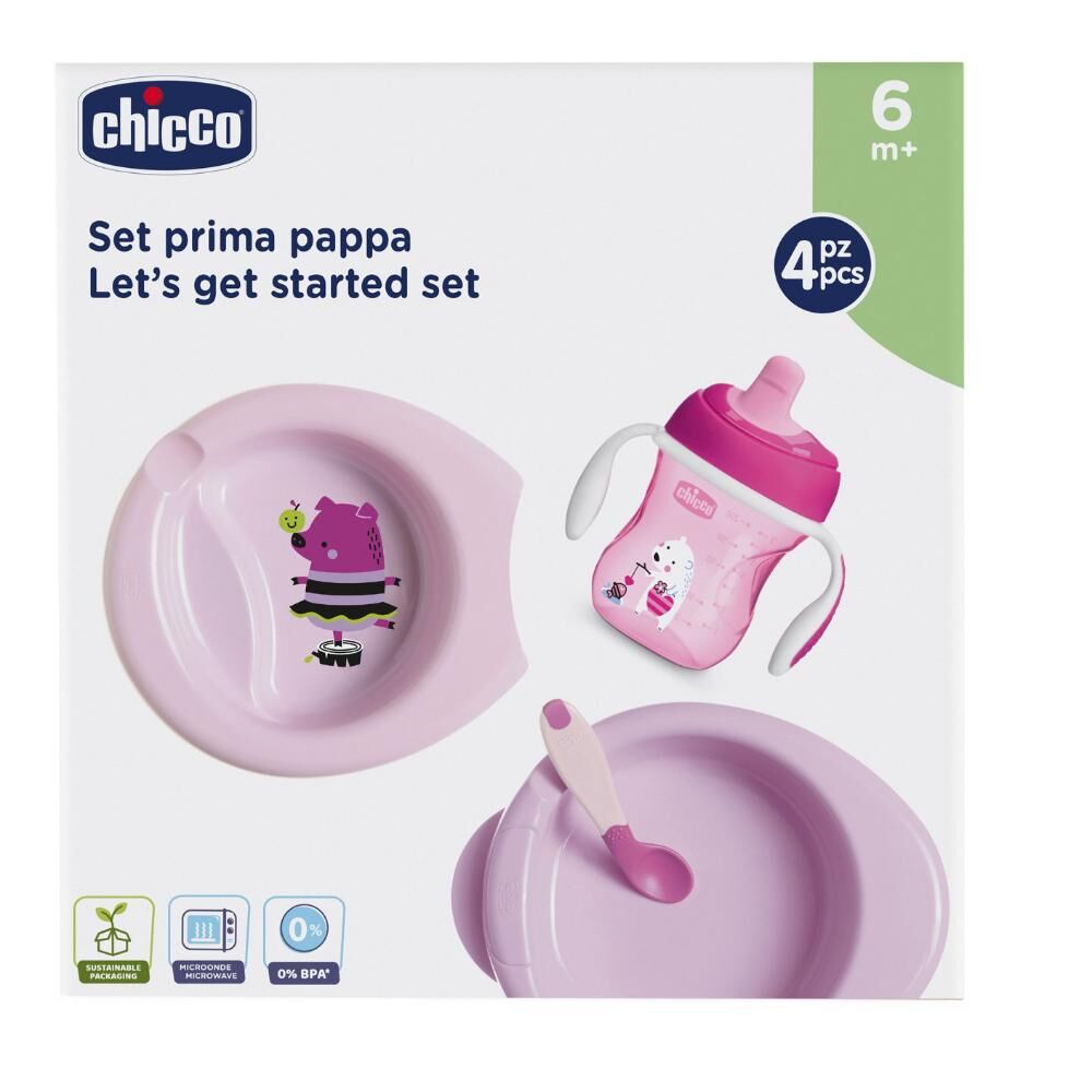 Chicco Ch Set Pappa Rosa C/cucch.6m+