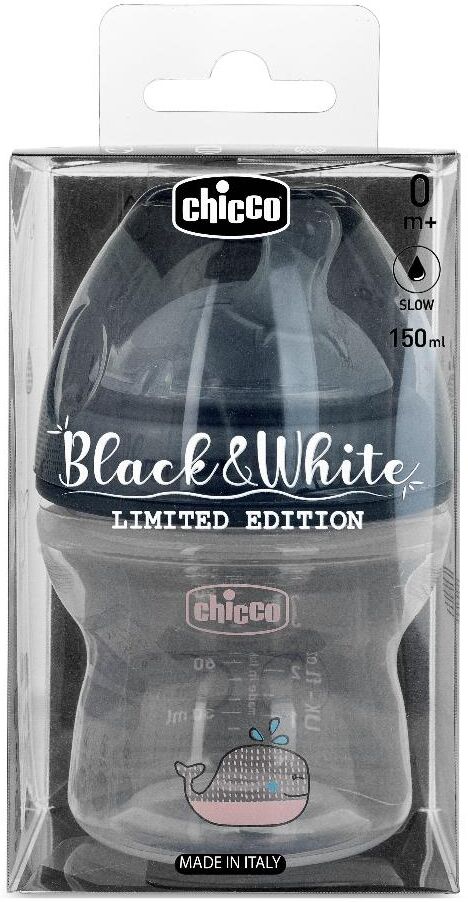 Chicco Bib 10564 Black&amp;White 150ml&lt;