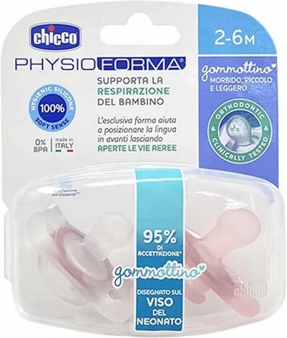 Chicco Gommottino PhysioForma Rosa Silicone 2-6 mesi 2 pezzi