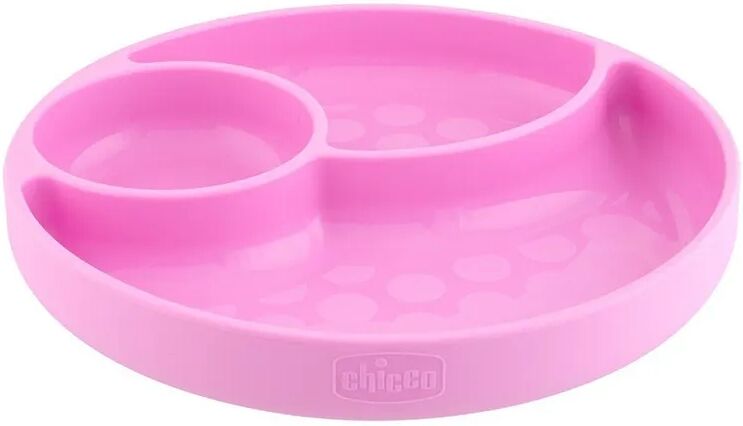 Chicco Piatto Silicone a Scomparti Con Ventosa Rosa 1 Pezzo