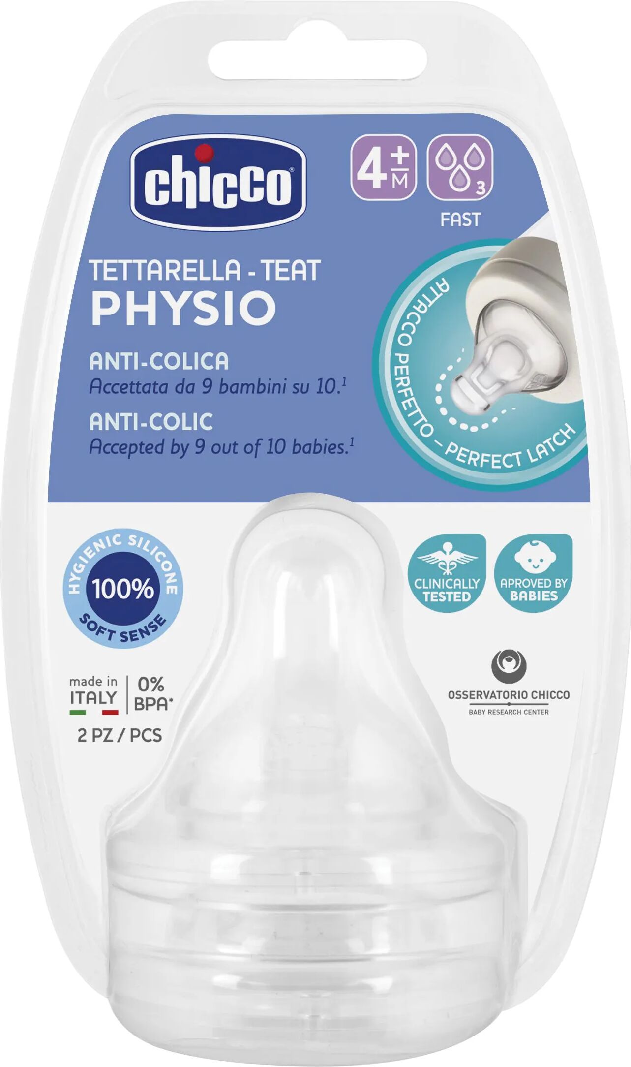 Chicco Tettarella Perfect5 In Silicone Flusso Regolare +4 Mesi 2 Pezzi