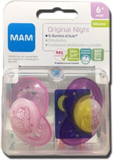 Mam Linea Bimbo Succhietto Original Night 6+ Silikon Seta 2 Pezzi