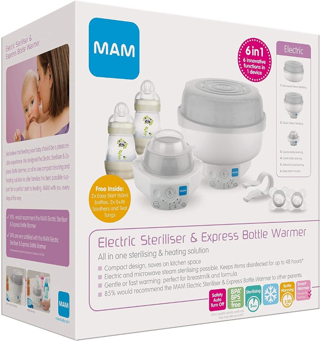 mam sterilizzatore elettrico e scaldabiberon express 1 kit