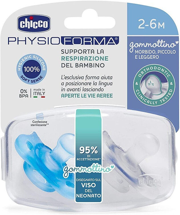 CHICCO Physioforma Gommottino Silicone 2-6 Mesi 1 Succhietto Bianco + 1 Succhietto Rosa