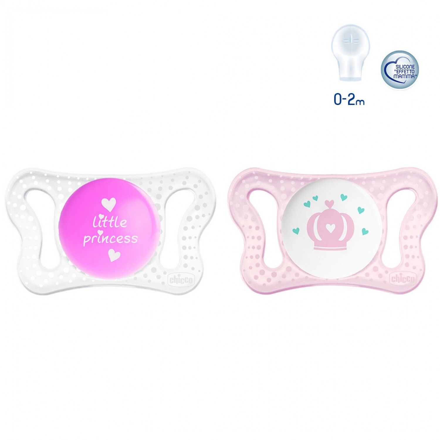 Chicco Succhietto Chicco Physio Micrò Girl 2 Pz Silicone 0-2 Mesi Little Princess Coron