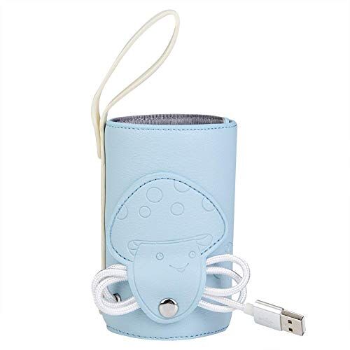 needlid Melkflesverwarmer, slimme flessenwarmer Babyflesverwarmer, draagbare melkverwarmer Deksel Babymelkverwarmer Deksel voor babyflesverwarmer USB-babyflesverwarmer,(blue)