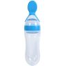 Adsire 1 St 90 ml Siliconen Baby Peuter Zuigfles met Lepel Vers Voedsel Graan Squeeze Feeder Hot, Baby Feeder Fles Baby Graan Feeder(blue)