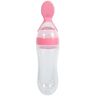 Adsire 1 St 90 ml Siliconen Baby Peuter Zuigfles met Lepel Vers Voedsel Graan Squeeze Feeder Hot, Baby Feeder Fles Baby Graan Feeder(Pink)