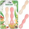 BABYUM ® Set van 2 pre-lepels voor kinderen en baby's, 1e 2e leeftijd (+4/+6/+12 maanden), ideaal voor diversificatie van levensmiddelen DME BLW, ergonomisch servies en bestek (roze & perzik)