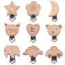 Qanye 9 stuks fopspeenkettingen voor baby's, houten fopspeen clips, set van 9 stuks, metalen houten fopspeen clip, fopspeen clip voor baby fopspeen (9 patronen)