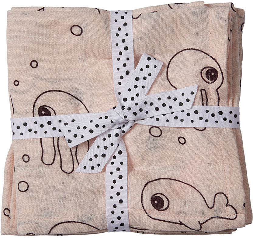 Done by Deer Baby Accessoires Burp Cloth 2-Pack Sea Friends Roze