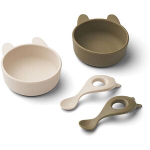 Liewood Evan 2 Pack Spisesett, Rabbit Khaki/sandy Mix