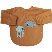 Done By Deer Sleeved Bib Sea Friends Mustard/Grey