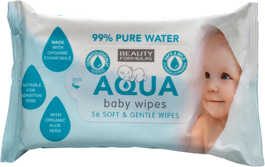 Beauty Formulas Baby Aqua Wipes 56 stk Våtservietter