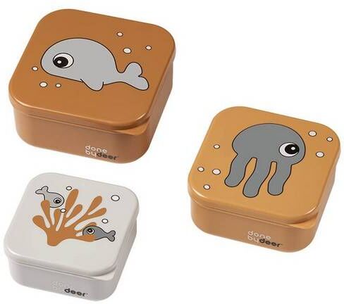 Done By Deer Snack Box 3-Pack Sea Friends, Mustard/grey