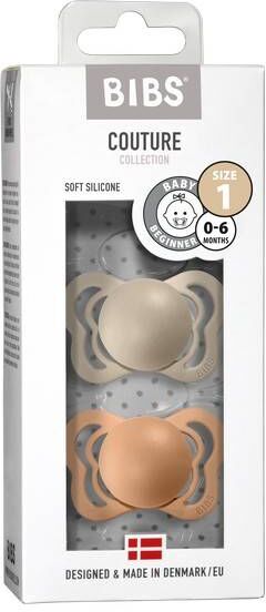 Bibs Couture Smokk 2-Pk Silicone, Vanilla/peach