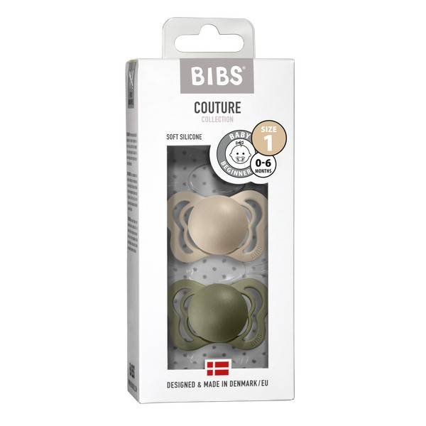 Bibs Couture Smokk 2-Pk Silicone, Vanilla/olive