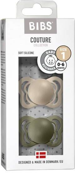 Bibs Couture Smokk 2-Pk Silicone, Vanilla/olive