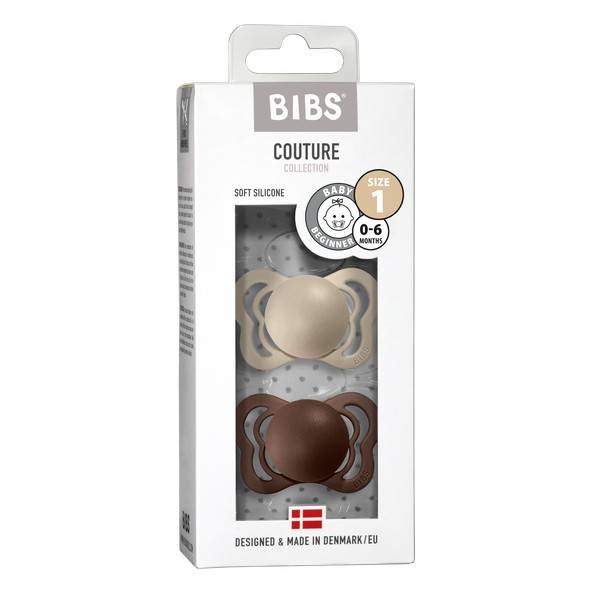 Bibs Couture Smokk 2-Pk Silicone, Vanilla/mocha