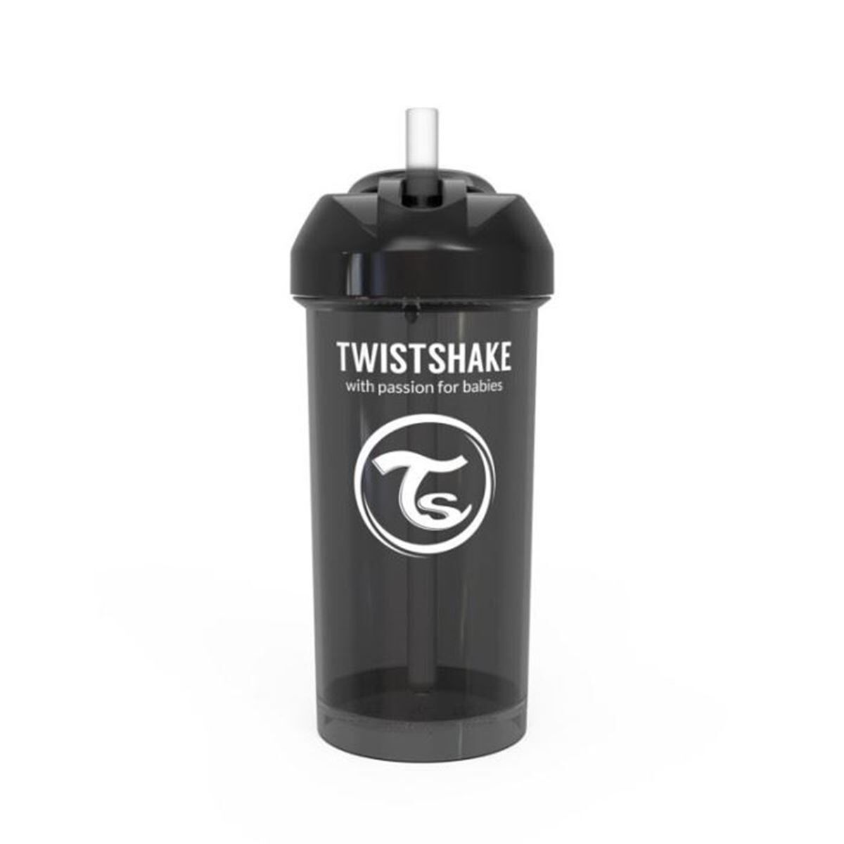 Twistshake Straw Cup 360ml, Pastel Black